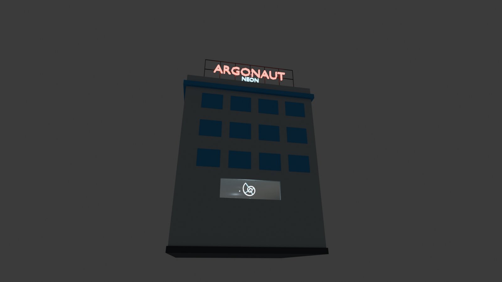 Cycles render: the roof sign seen from the sand at the end of the street