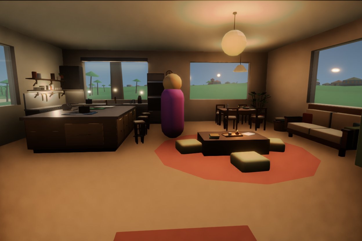 The villa kitchen rendered in real time by three.js
